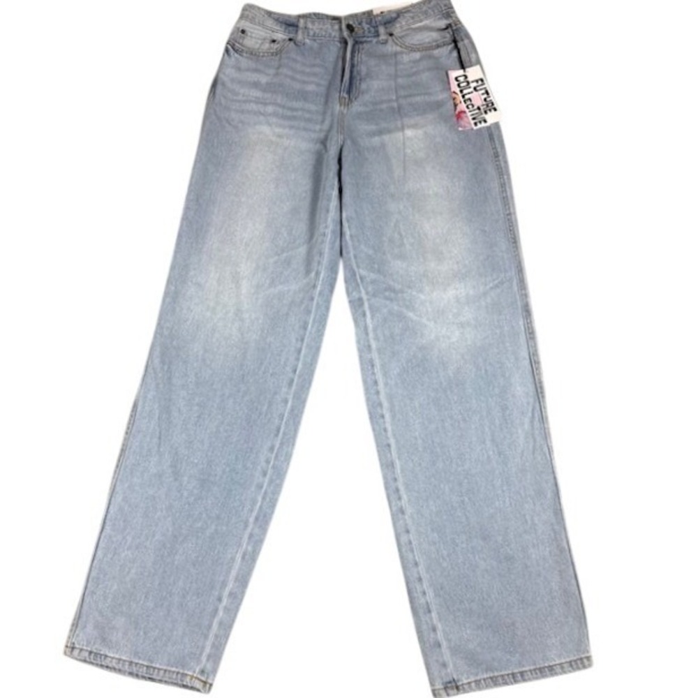 Future Collective Jeans Womens 6 Alani Noelle Straight Leg Light Wash High Rise‎